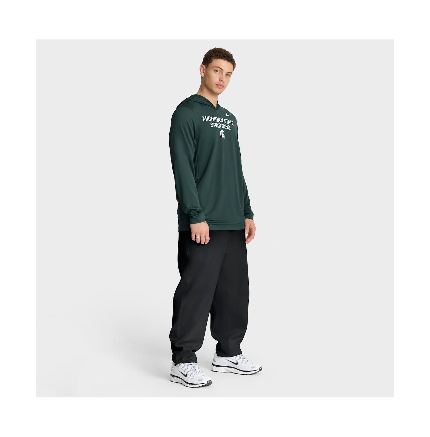 Мужское худи Nike Green Michigan State Spartans 2025 Sideline Performance Long Sleeve T-Shirt — фото 3