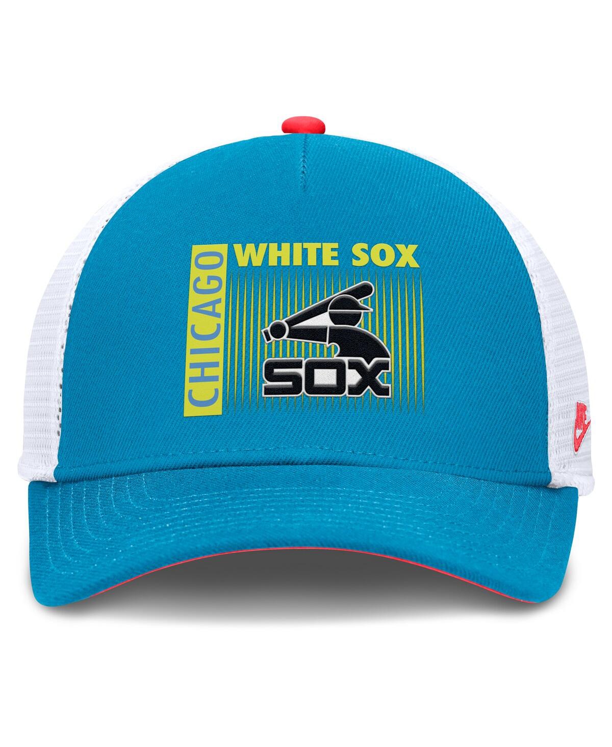 Nike Teal Chicago White Sox Neon 90s Rise Structured Performance Adjustable Trucker Hat In Blue