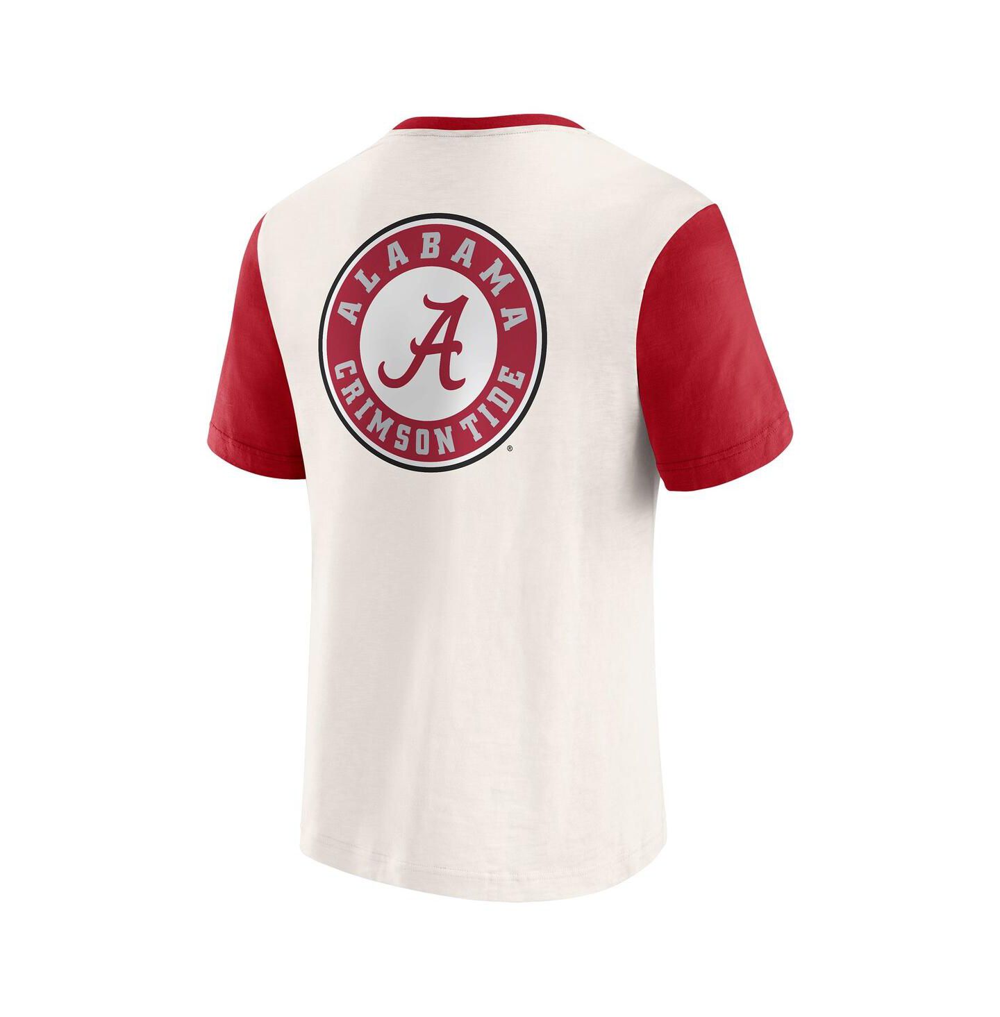 Мужская футболка Fanatics Darius Rucker Collection by Cream/Crimson Alabama Crimson Tide Henley Color Block Slub — фото 2