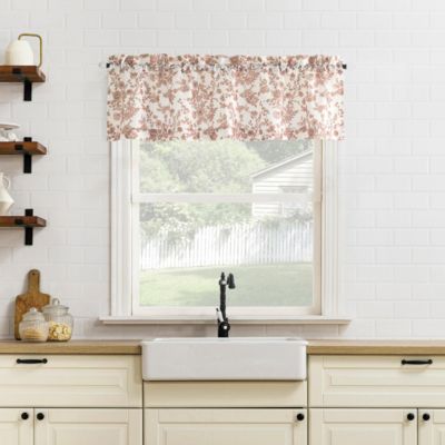 Elodie Tonal Botanical Semi-Sheer Rod Pocket Kitchen Curtain Tier Pair