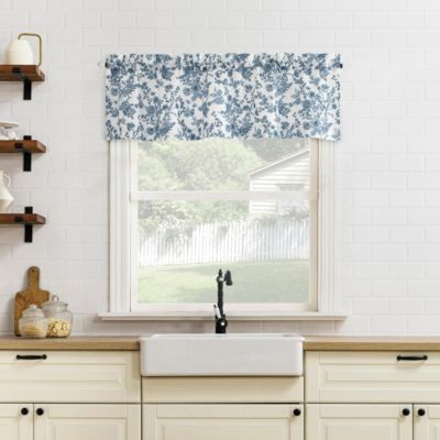 Elodie Tonal Botanical Semi-Sheer Rod Pocket Kitchen Curtain Tier Pair