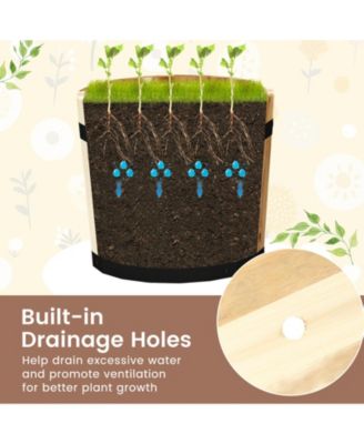 Outdoor Wooden Planter Box Set of 3 w/ Drainage Holes for Flower Herb Shrub