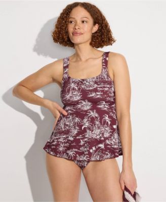 Women's Adjustable Scoop Neck Flutter Tankini Top