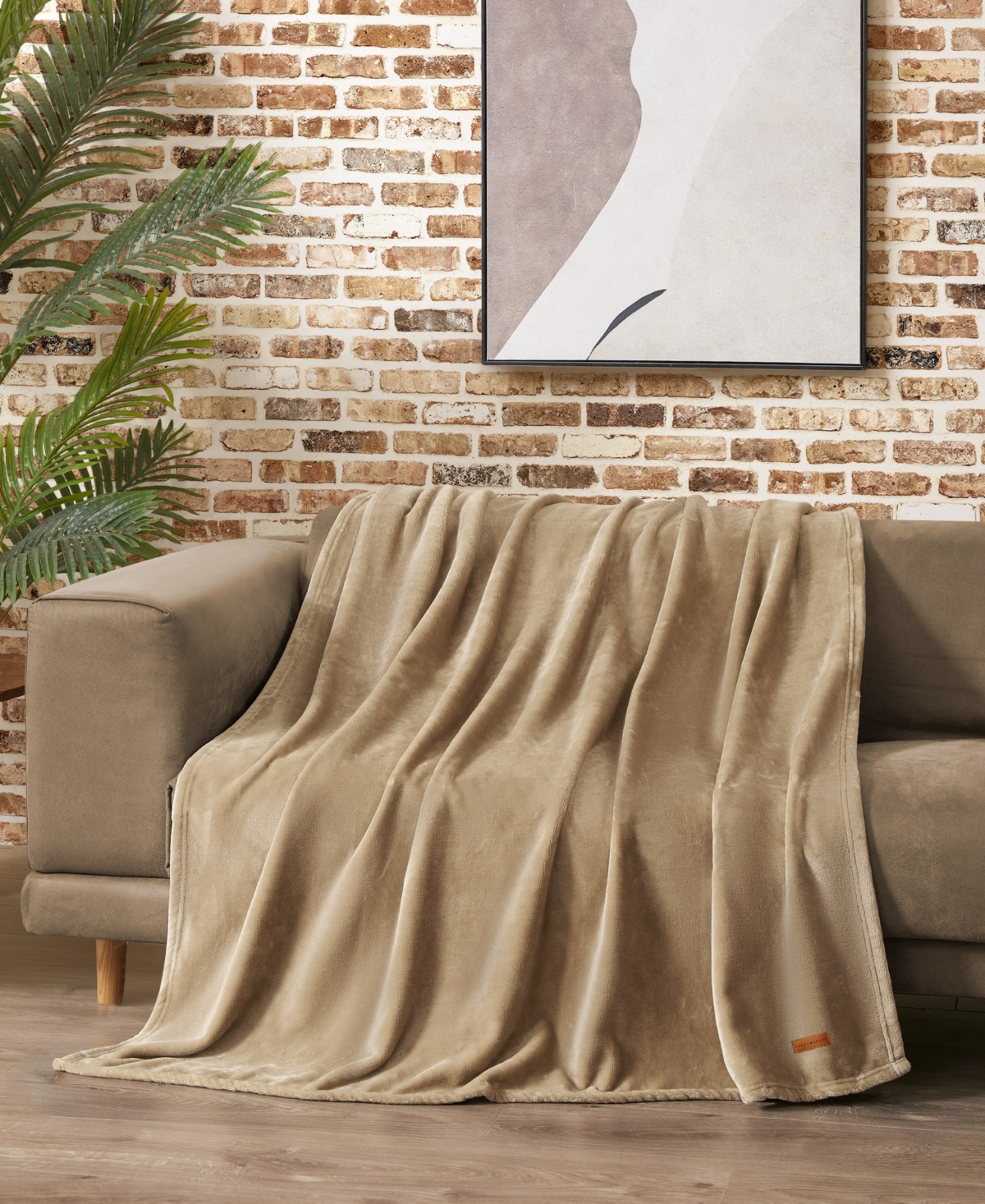 Lucky Brand Solid Plush Throw, 50" X 70" In Brown