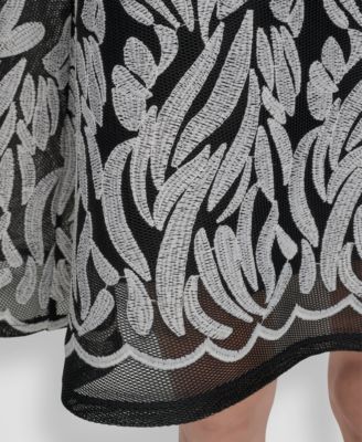 Women's Embroidered Mesh Sleeveless Fit & Flare Dress