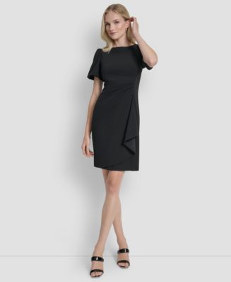 新作セール DKNY ワンピース Puff Sleeve Solid Sheath Dress DKNY Women's V-Neck Short Puff Sleeve Dress, Black, 2 at