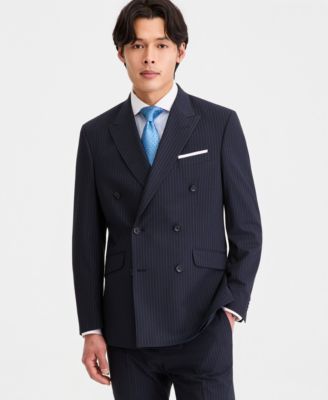Men's Slim-Fit Double-Breasted Pinstripe Suit Separates Jacket