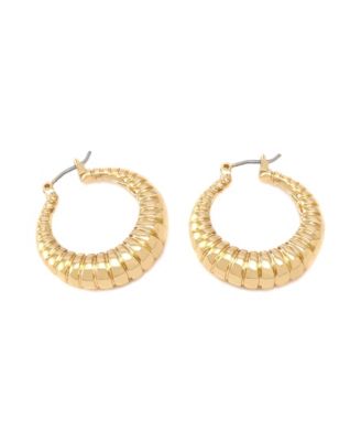 Ribbed Tube Hoop Earrings