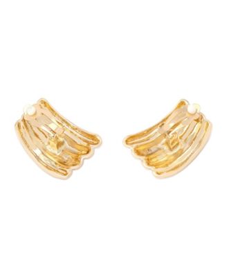 Gold Ribbed Tube Clip-On Earrings