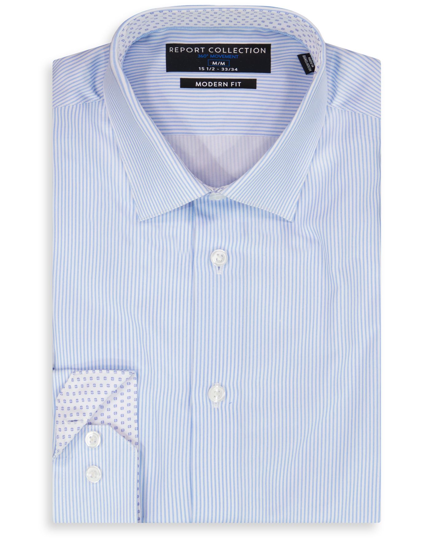 Мужская рубашка Report Collection Long Sleeve 4-Way Stripe Dress Shirt, цвет: Светлый синий — фото 4