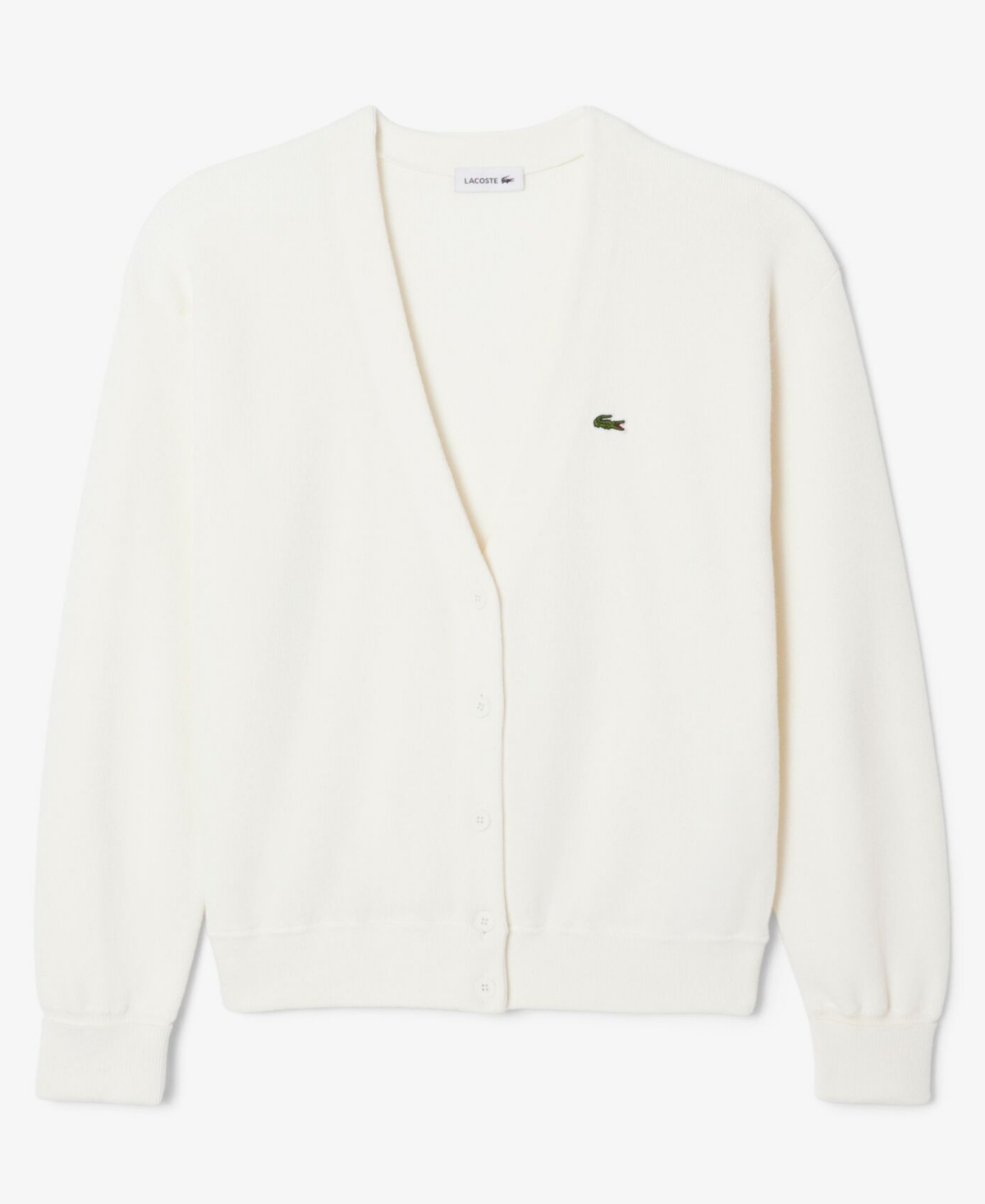 Lacoste Usa Women's V-neck Cardigan Sweater In White