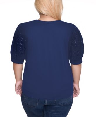 Plus Size Puff Elbow Sleeve Top