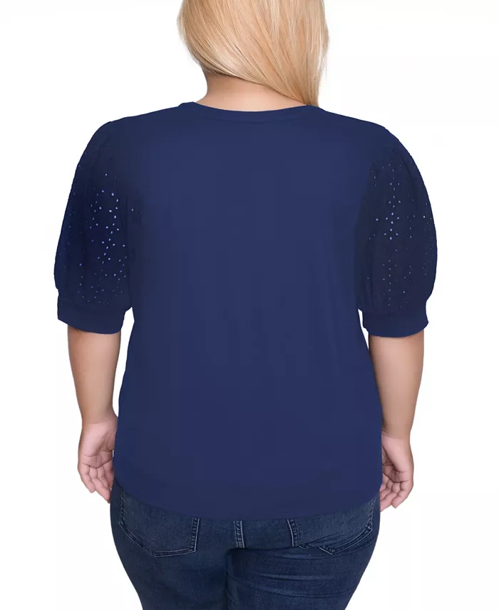 Plus Size Puff Elbow Sleeve Top - thumbnail 4