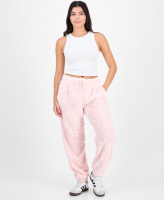 Rebelious One - Juniors' Bow-Embossed Fleece Jogger Pants