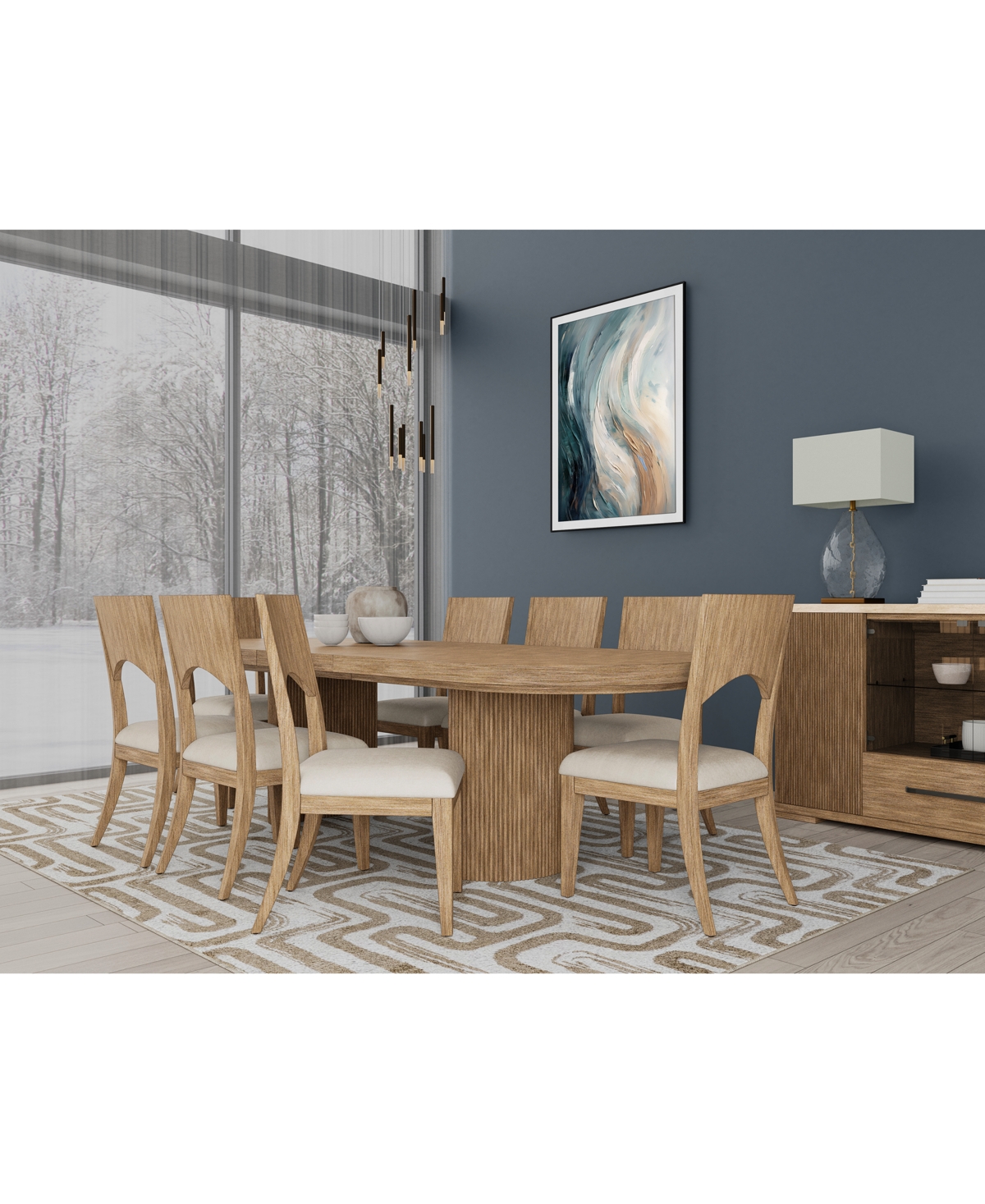 Frandlyn 9pc Dining Set (Table + 8 Side Chairs