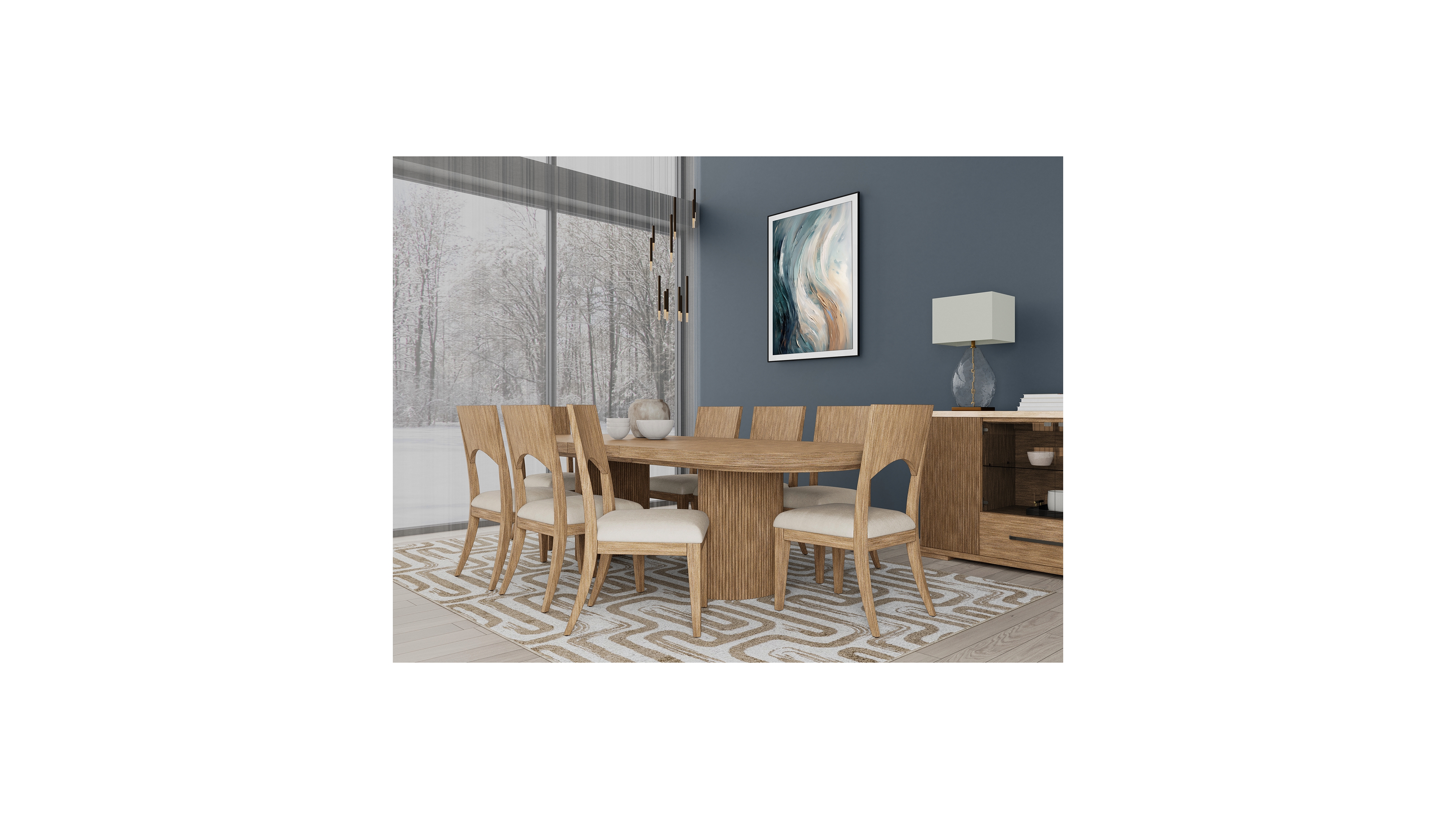 Frandlyn 9pc Dining Set (Table + 8 Side Chairs