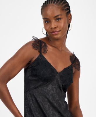 Women's Lace-Trim Jacquard Slip Dress, Macy's Exclusive