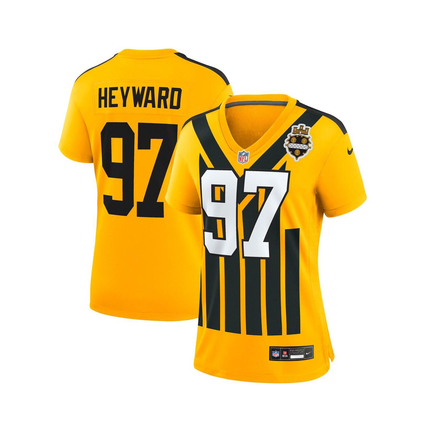 Женский топ Nike Cameron Heyward Gold Pittsburgh Steelers Alternate 1933 Throwback Game Jersey — фото 1
