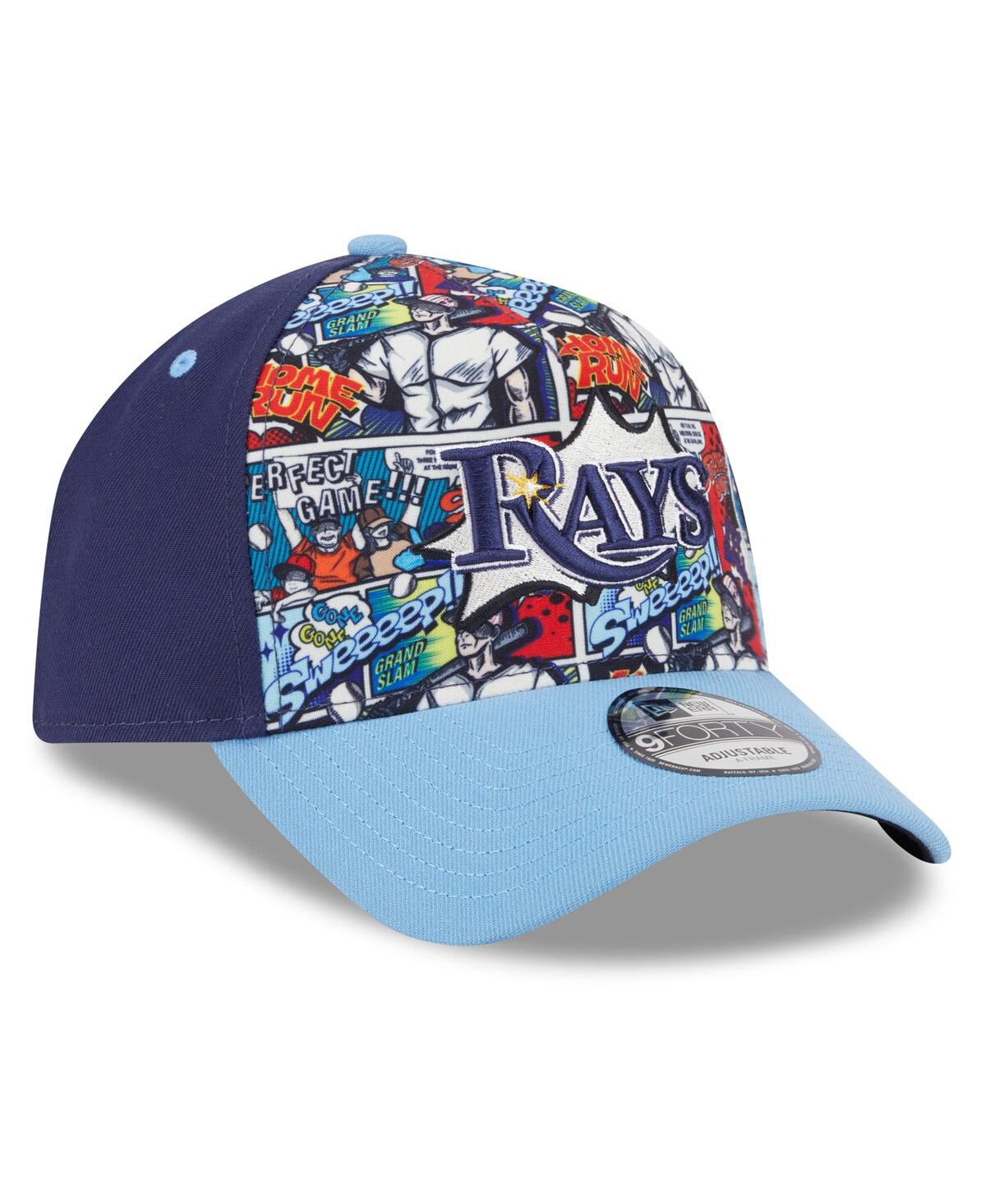 New Era Big Boys And Girls Navy/light Blue Tampa Bay Rays 2025 Mlb Diamond Hero Edition A-frame 9forty Adjus In Blue
