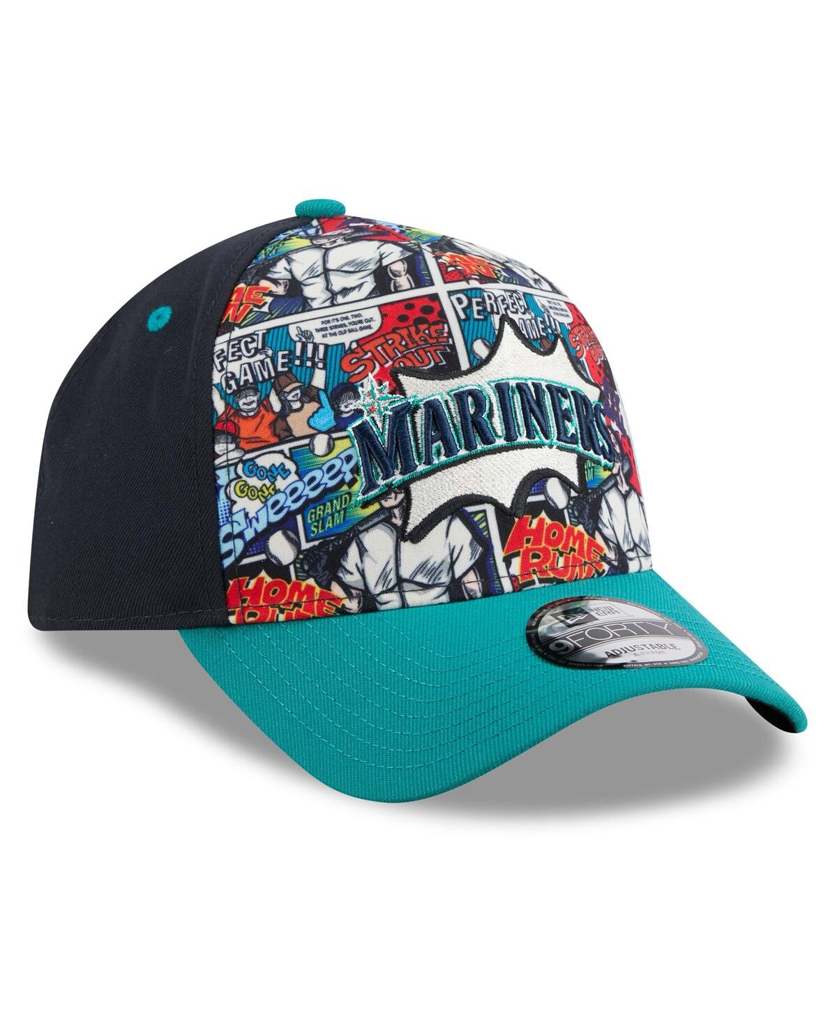 New Era Big Boys And Girls Navy/teal Seattle Mariners 2025 Mlb Diamond Hero Edition A-frame 9forty Adjustabl In Multi