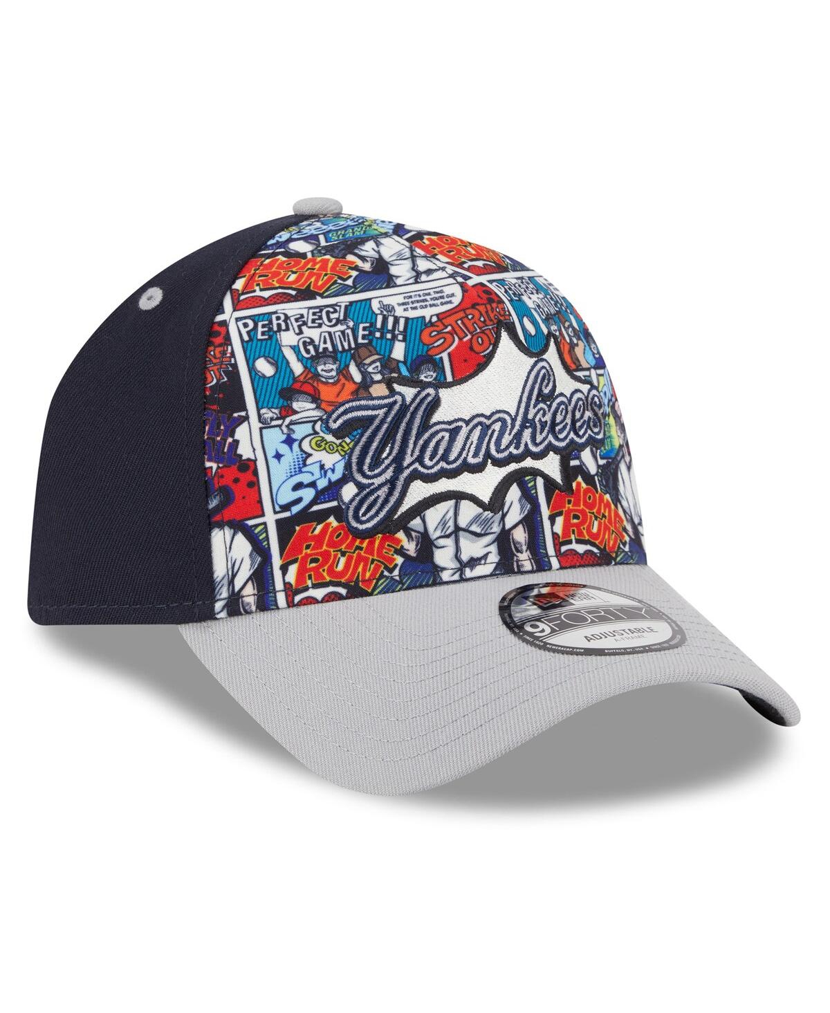 New Era Big Boys And Girls Navy/gray New York Yankees 2025 Mlb Diamond Hero Edition A-frame 9forty Adjustabl In Gray