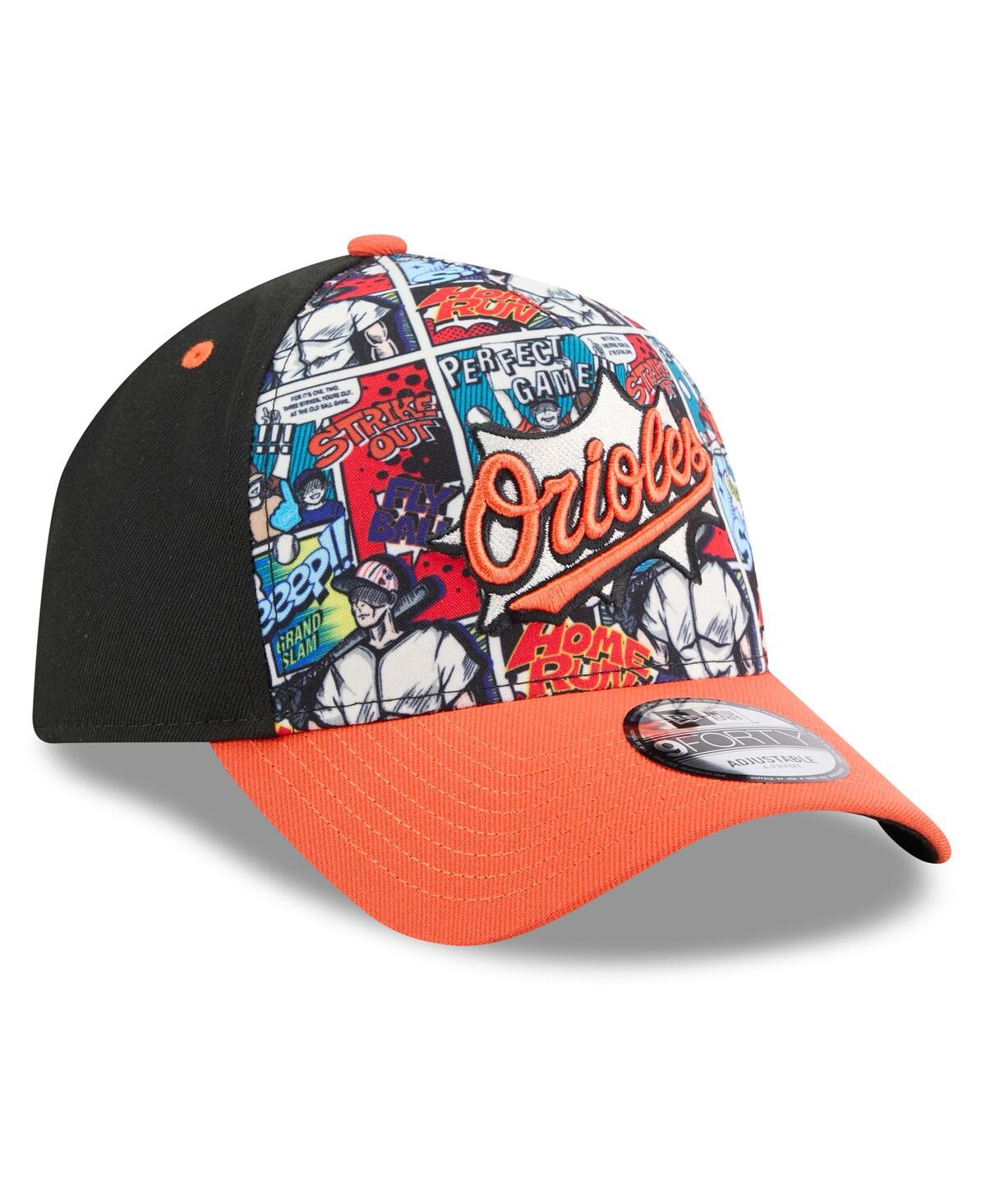 New Era Big Boys And Girls Black/orange Baltimore Orioles 2025 Mlb Diamond Hero Edition A-frame 9forty Adjus In Orange