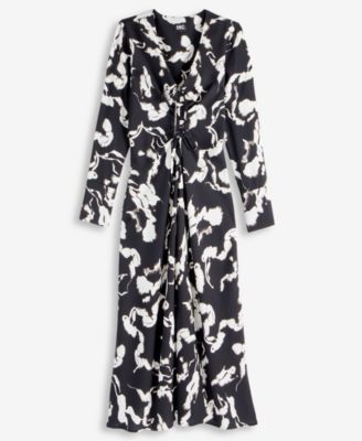 Women's Drawstring-Front V-Neck Midi Dress, Macy's Exclusive