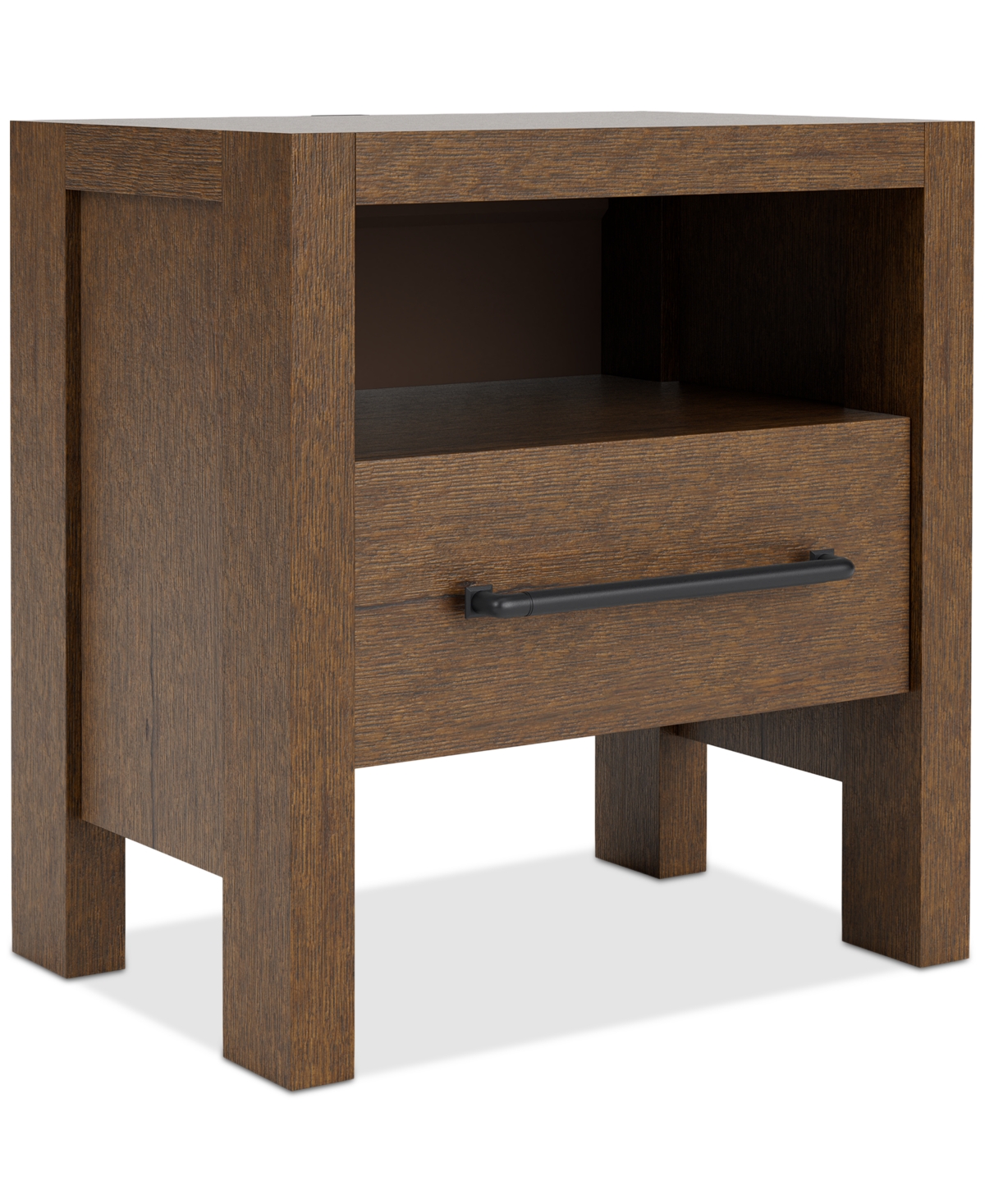 Macy's Davie Cracked Oak 1 Drawer Nightstand In Brown