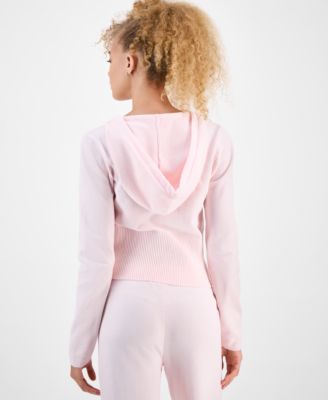 Juniors' Chenille Zip-Up Sweater Hoodie