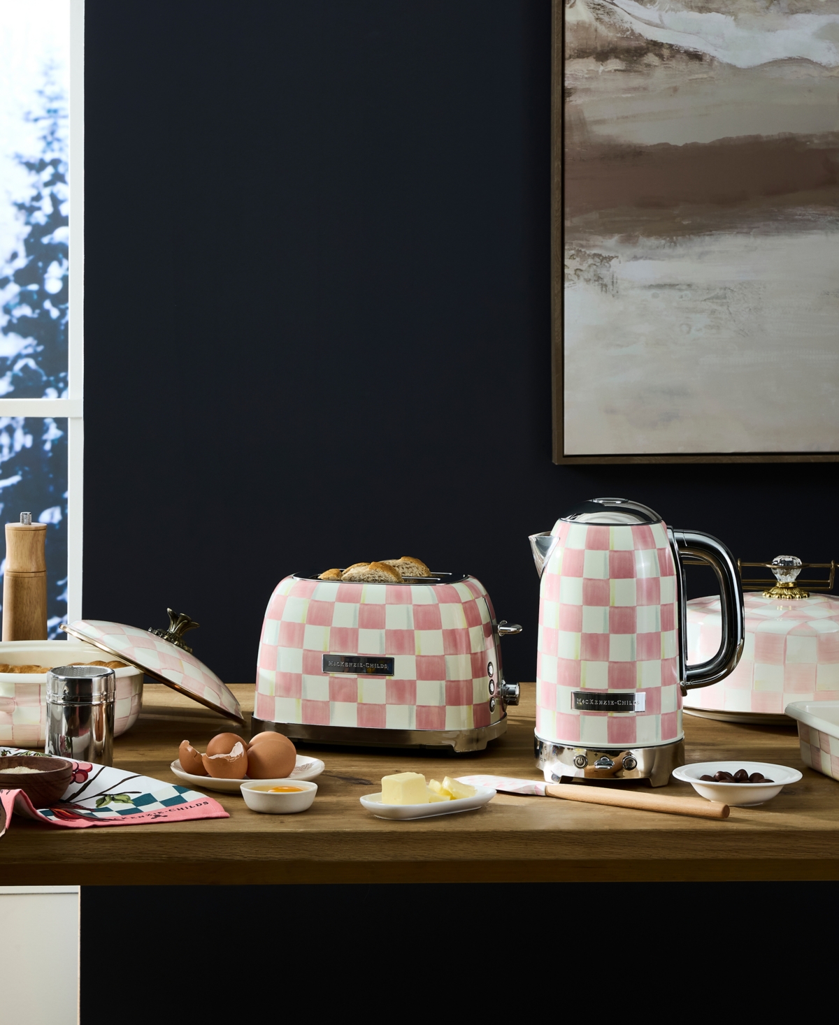 MacKenzie-Childs Rosy Check Electric Kettle