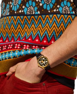 Disney | Macy's Unisex Mickey Mouse Parade Balloon Black Leather Strap Watch 40mm, Created for Macy's