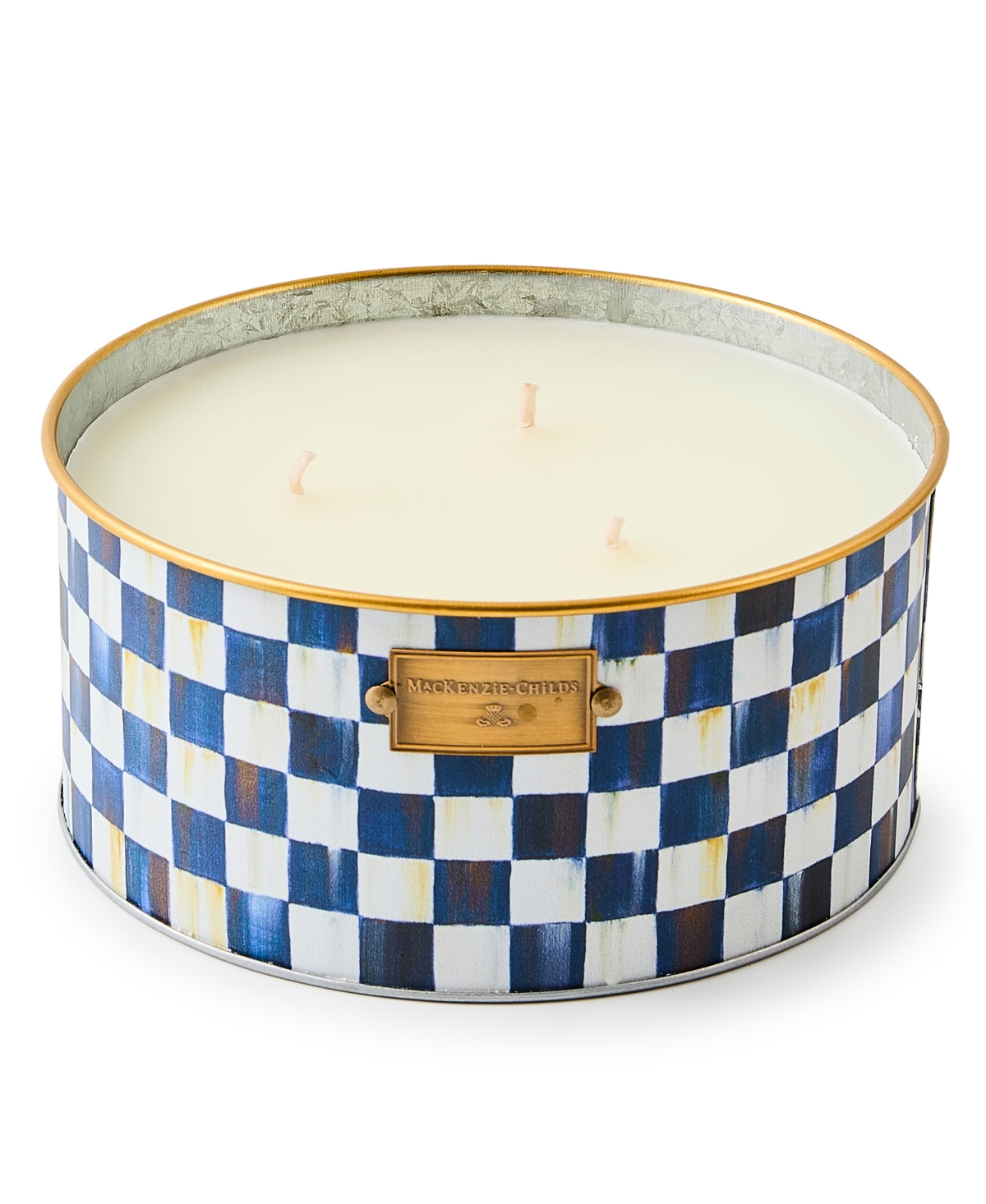 Mackenzie-childs Royal Check Large Citronella Candle In Blue