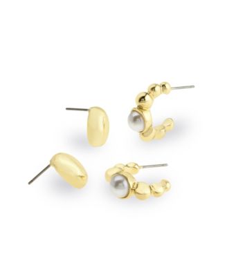 Faux Mother of Pearl Hoop Earring Set