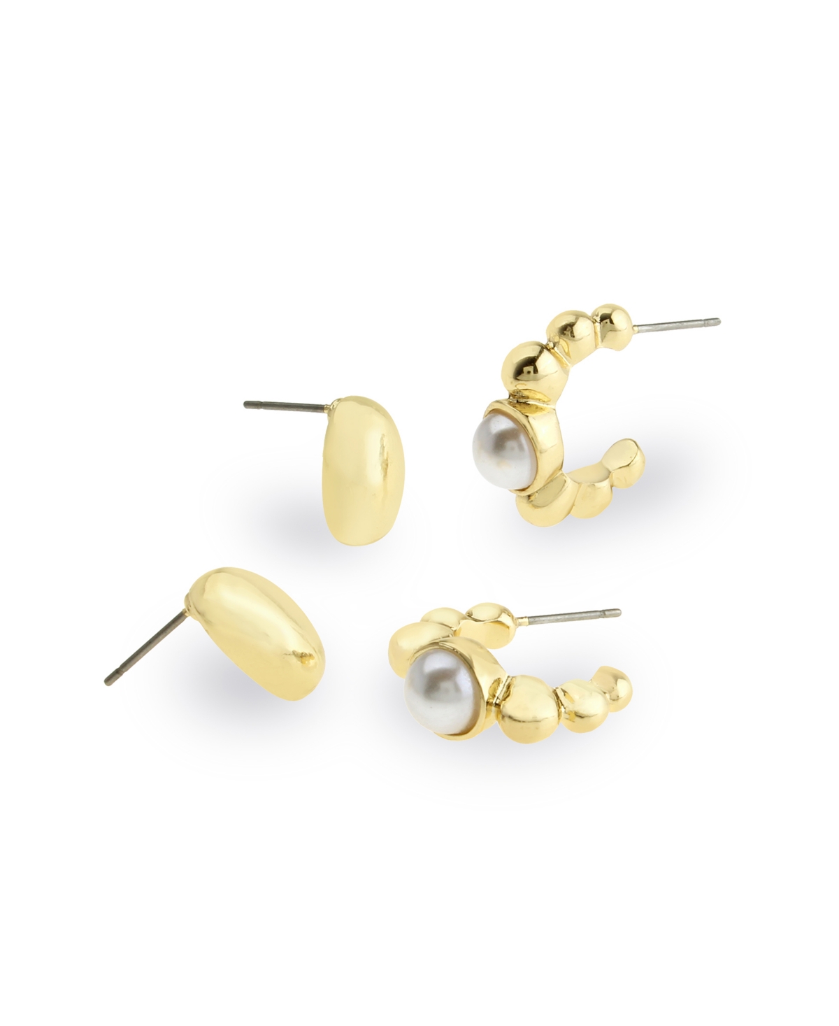 Steve Madden Faux Mother Of Pearl Hoop Earring Set In Gold