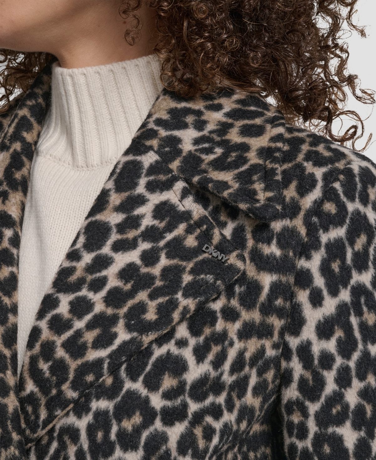 Dkny Women's Maxi Boucle Notch Collar Coat In Brown