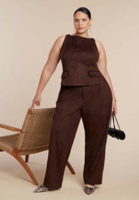 Women's Plus Size Faux Suede Flap Top