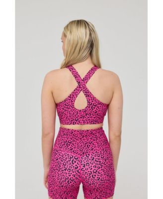Women's High Support Elite Crossback Sports Bra - Pink Leopard
