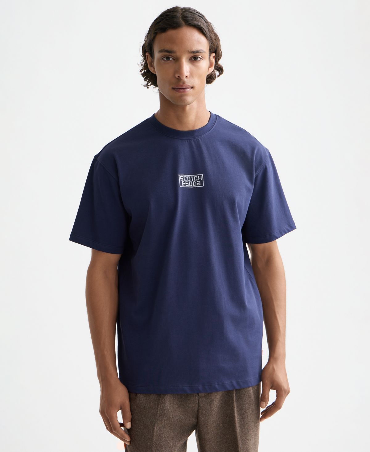 Мужская футболка свободного кроя с рисунками вышивки крестом свободного кроя