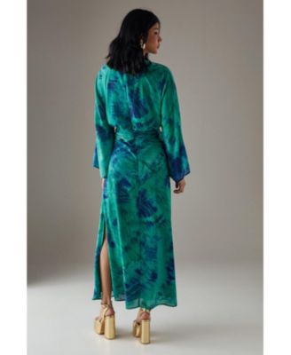 Women's Chiffon Wrap Knot Front Maxi Dress