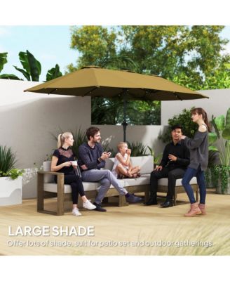 13' Double-Sided Patio Umbrella with Solar Lights and Crank