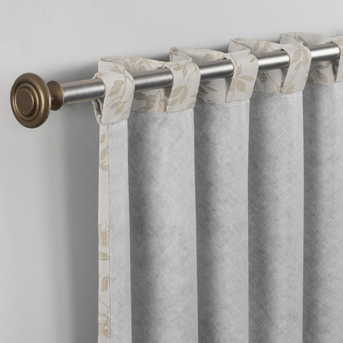 Sun Zero Elmira Foliage Woven Jacquard 100% Blackout Back Tab Curtain Panel Pair