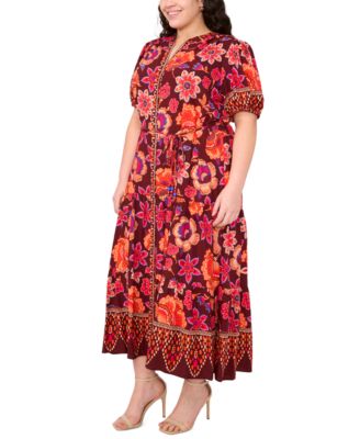 Plus Size Puff Sleeves Maxi Dress