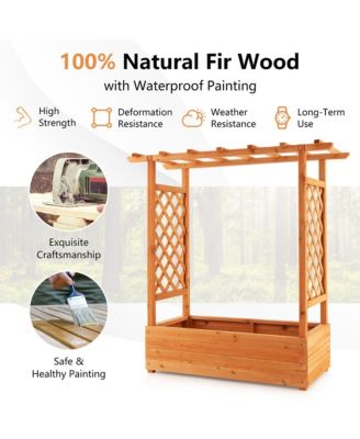 2PCS Raised Garden Bed Planter Box w/ Side & Top Trellis for Vine Climbing Plants 43.5'' x 17.5'' x 44.5''