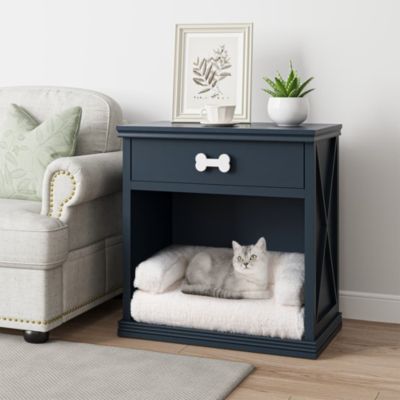 Storage Cabinet with LED Light Built in Cat Bed Cave