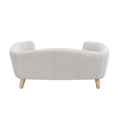 Beige Corduroy Elevated Pet Couch with Wood Legs