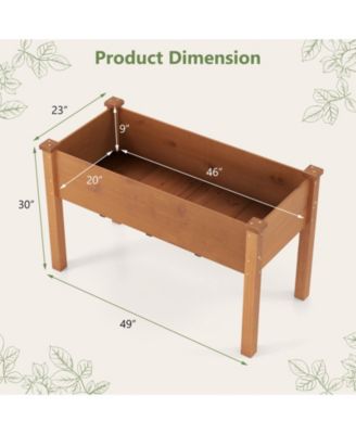 Raised Garden Bed Elevated Fir Wood Planter Box w/ Drain Hole Garden Planter