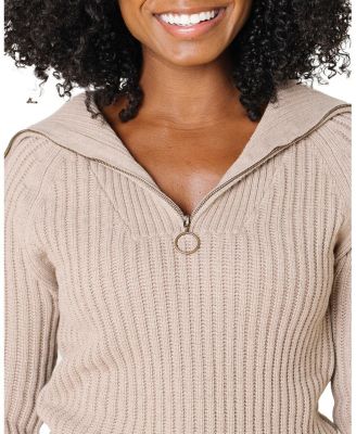 Women's Organic Raglan Half Zip Sweater