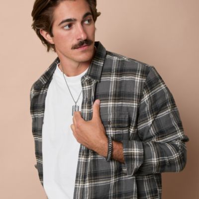 Braided Leather and Chain Overlay Bracelet - 8.5''