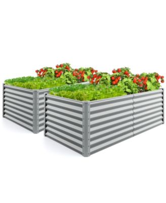 2-Piece Metal Raised Garden Bed Planter Box Kit for Outdoor Gardening