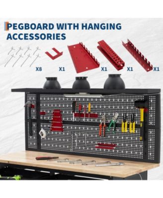 48" Heavy Duty Workbench w/Drawers,Garage Work Bench w/Pegboard,Led Lighting System,Tool Storage,Wood Metal Work Table for Workshop Warehouse